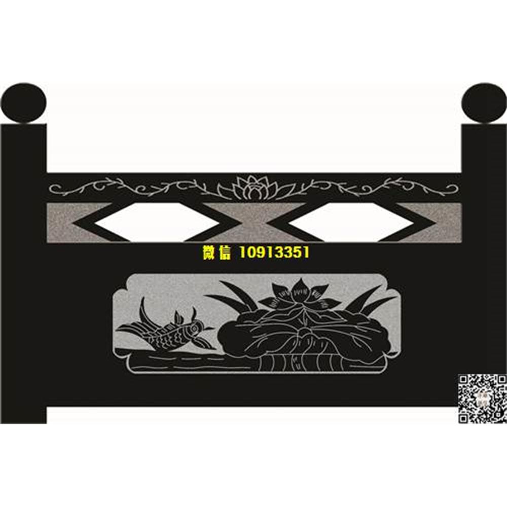 精雕图198荷花鱼栏板精雕图线雕图线条图单线铣底图_电脑雕刻plt文泰矢量图精雕图浮雕图